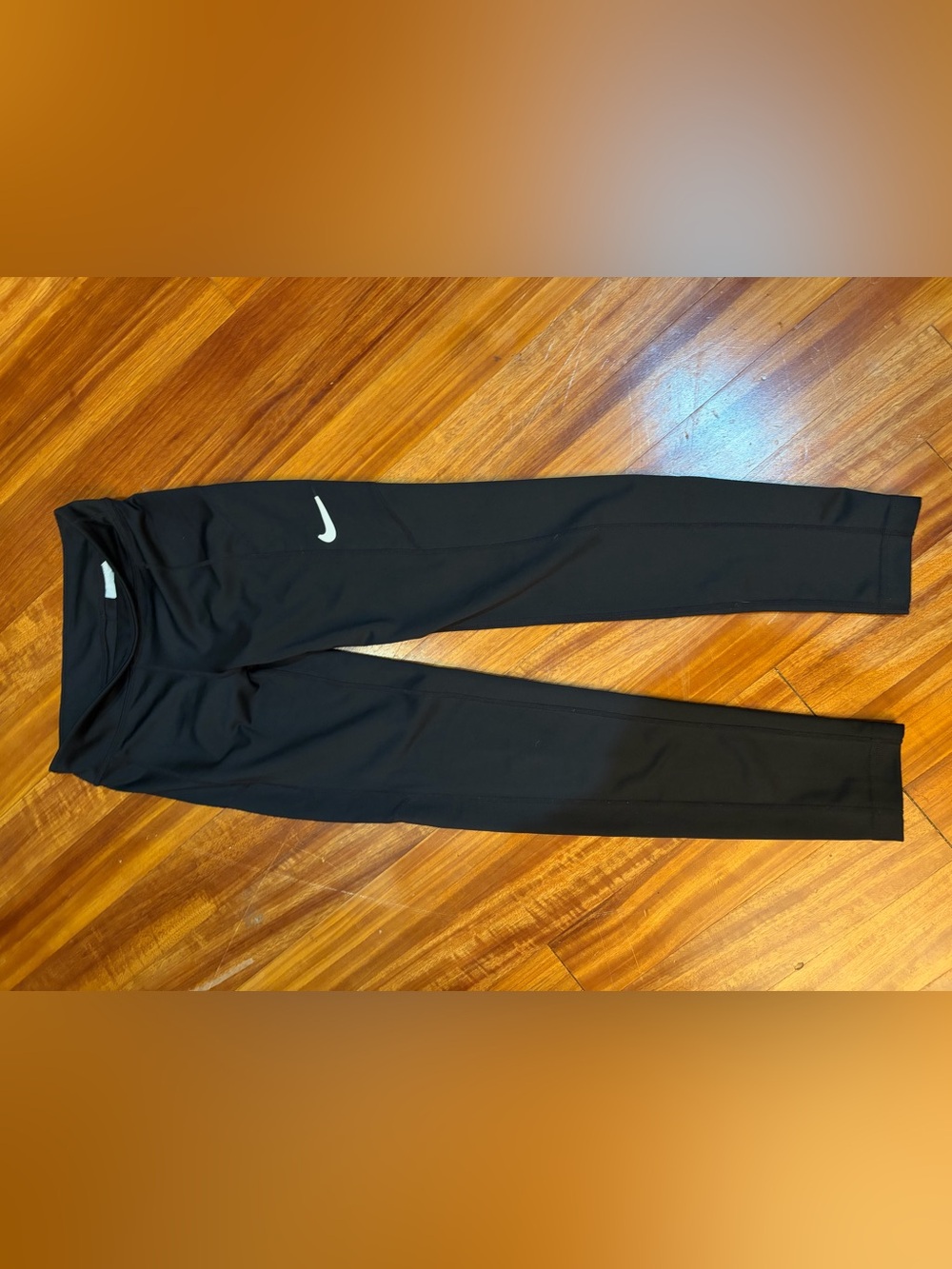 Nike Youth Black Leggings with White Swoosh size large